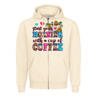 Sandshell start your morning with a cup of coffee Zipper Hoodie - Zillion Design Studio