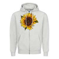 Dove Grey sunflower Zipper Hoodie - RanaPortraitStore