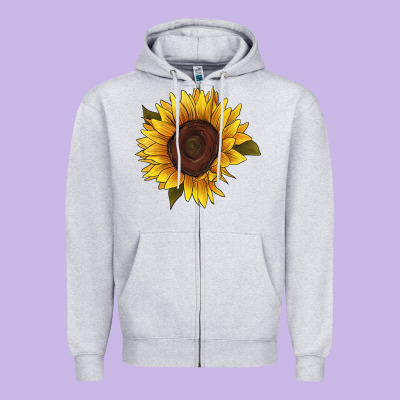 Sunflower Zipper Hoodie Designed By Ranaportraitstore