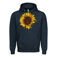 Navy sunflower Zipper Hoodie - RanaPortraitStore