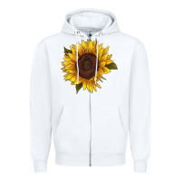 White sunflower Zipper Hoodie - RanaPortraitStore