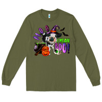 Army Green Moo I Mean Boo Baby Cow Long Sleeve Tee - RanaPortraitStore