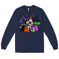 Navy Moo I Mean Boo Baby Cow Long Sleeve Tee - RanaPortraitStore