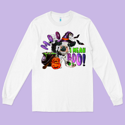 Long Sleeve Tee Moo I Mean Boo Baby Cow
