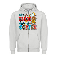Dove Grey my blood type is coffee Zipper Hoodie - Zillion Design Studio