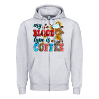 Heather Grey my blood type is coffee Zipper Hoodie - Zillion Design Studio
