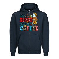Navy my blood type is coffee Zipper Hoodie - Zillion Design Studio