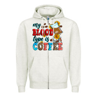 Oatmeal Heather my blood type is coffee Zipper Hoodie - Zillion Design Studio