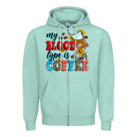Seafoam my blood type is coffee Zipper Hoodie - Zillion Design Studio