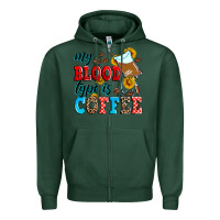 Sports Green my blood type is coffee Zipper Hoodie - Zillion Design Studio