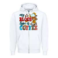 White my blood type is coffee Zipper Hoodie - Zillion Design Studio