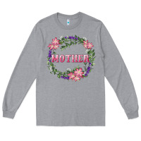 Heather Grey Mother With Floral Wreath Long Sleeve Tee - RanaPortraitStore