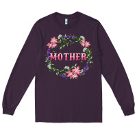 Plum Mother With Floral Wreath Long Sleeve Tee - RanaPortraitStore