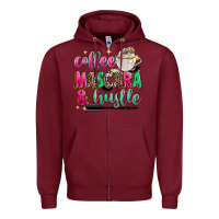 Burgundy coffee mascara and hustle Zipper Hoodie - Zillion Design Studio