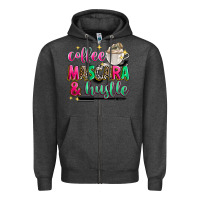 Charcoal Heather coffee mascara and hustle Zipper Hoodie - Zillion Design Studio