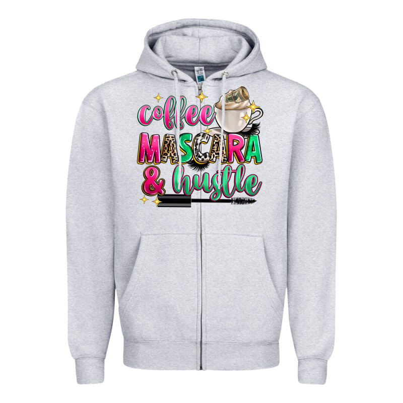 Coffee Mascara And Hustle Zipper Hoodie by Zillion Design Studio | Teevron