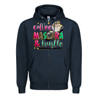 Navy coffee mascara and hustle Zipper Hoodie - Zillion Design Studio