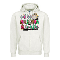 Oatmeal Heather coffee mascara and hustle Zipper Hoodie - Zillion Design Studio