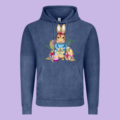 Easter Bunny And Eggs Vintage Hoodie Designed By Adodesignshop