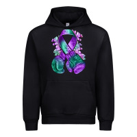 Black purple and green anal cancer with boxing gloves na Urban Hoodie - NancyCooperArtShop