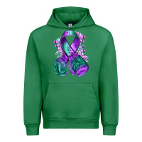 Emerald purple and green anal cancer with boxing gloves na Urban Hoodie - NancyCooperArtShop