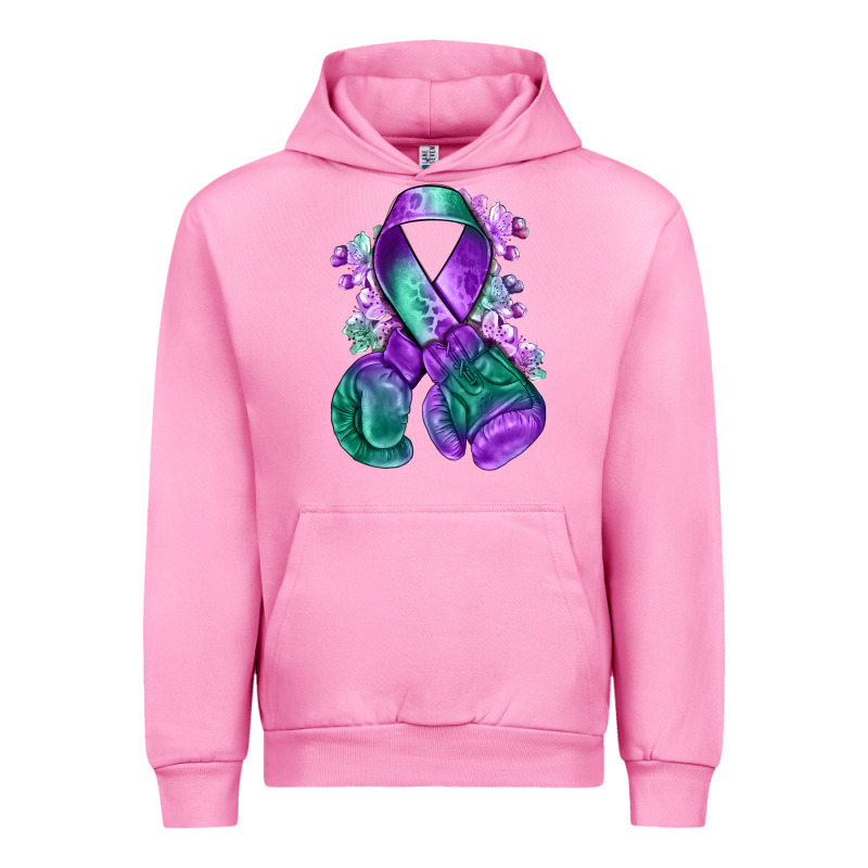 Purple And Green Anal Cancer With Boxing Gloves Na Urban Hoodie by NancyCooperArtShop | Teevron