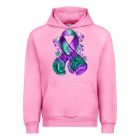 Fuchsia Pink purple and green anal cancer with boxing gloves na Urban Hoodie - NancyCooperArtShop