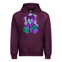 Mauve Wine purple and green anal cancer with boxing gloves na Urban Hoodie - NancyCooperArtShop