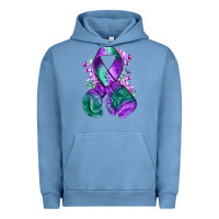 Pigment Pebble Blue purple and green anal cancer with boxing gloves na Urban Hoodie - NancyCooperArtShop