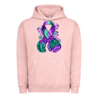 Pigment Salmon purple and green anal cancer with boxing gloves na Urban Hoodie - NancyCooperArtShop