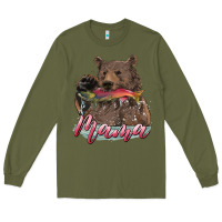 Army Green Mother's Day Mama Bear Hunting Fish Long Sleeve Tee - RanaPortraitStore