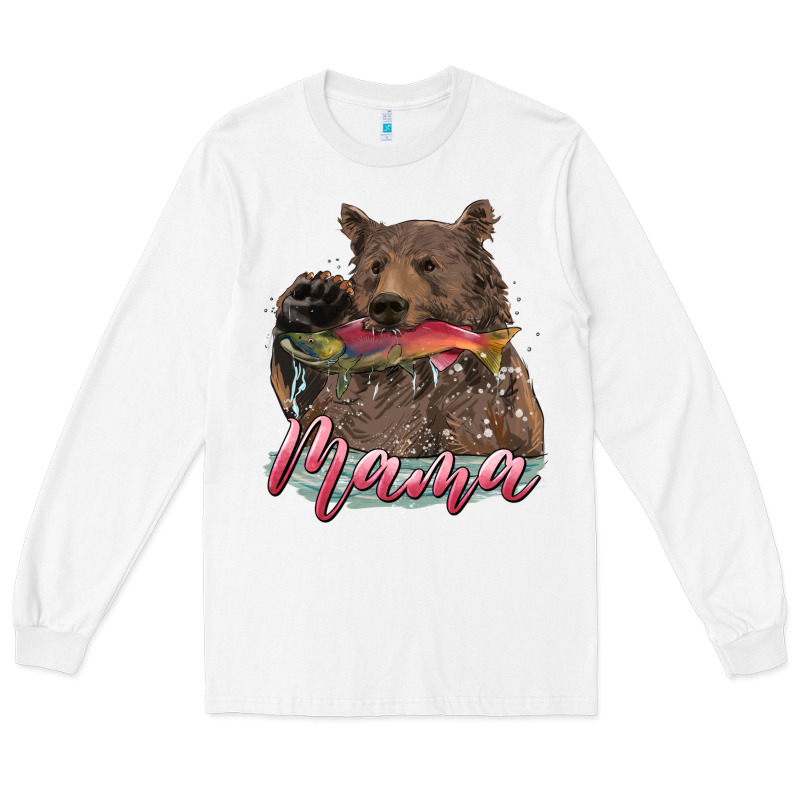 Mother's Day Mama Bear Hunting Fish Long Sleeve Tee by RanaPortraitStore | Teevron