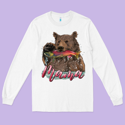 Long Sleeve Tee Mother's Day Mama Bear Hunting Fish