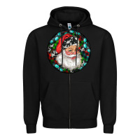Black Christmas Santa Claus Zipper Hoodie - RanaPortraitStore