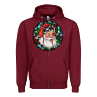 Burgundy Christmas Santa Claus Zipper Hoodie - RanaPortraitStore
