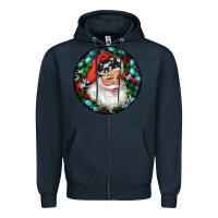 Navy Christmas Santa Claus Zipper Hoodie - RanaPortraitStore