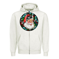 Oatmeal Heather Christmas Santa Claus Zipper Hoodie - RanaPortraitStore