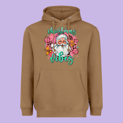 Christmas Vibes Santa Heavyweight Hoodie Designed By Adodesignshop