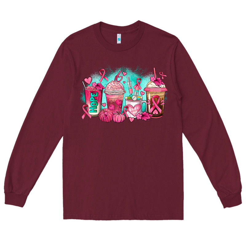 Breast Cancer  Coffee Cups Long Sleeve Tee by AdoDesignShop | Teevron