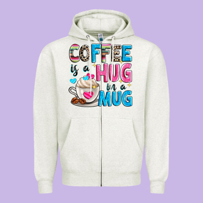 Coffee Is A Hug In A Zipper Hoodie Designed By Zillion Design Studio
