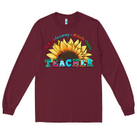 Burgundy teacher sunflower listen encourage motivate inspir Long Sleeve Tee - Zillion Design Studio