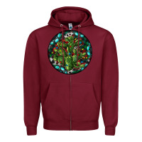 Burgundy Christmas Santa Claus round Zipper Hoodie - RanaPortraitStore