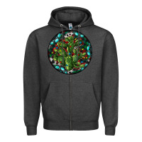 Charcoal Heather Christmas Santa Claus round Zipper Hoodie - RanaPortraitStore