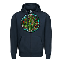 Navy Christmas Santa Claus round Zipper Hoodie - RanaPortraitStore