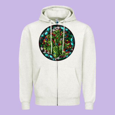 Christmas Santa Claus Round Zipper Hoodie Designed By Ranaportraitstore