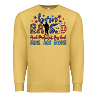 Antique Gold born raised and protected by god guns and glory Premium Sweatshirt - JahusDesignShop