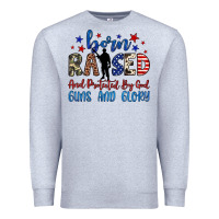 Heather Grey born raised and protected by god guns and glory Premium Sweatshirt - JahusDesignShop