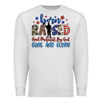 Oatmeal Heather born raised and protected by god guns and glory Premium Sweatshirt - JahusDesignShop