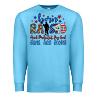 Ocean Blue born raised and protected by god guns and glory Premium Sweatshirt - JahusDesignShop