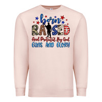 Pale Pink born raised and protected by god guns and glory Premium Sweatshirt - JahusDesignShop